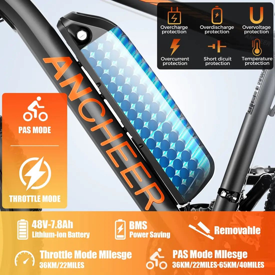 Bicicleta eléctrica montaña Ancheer Sunshine 26" 26 pulgadas — foto 4