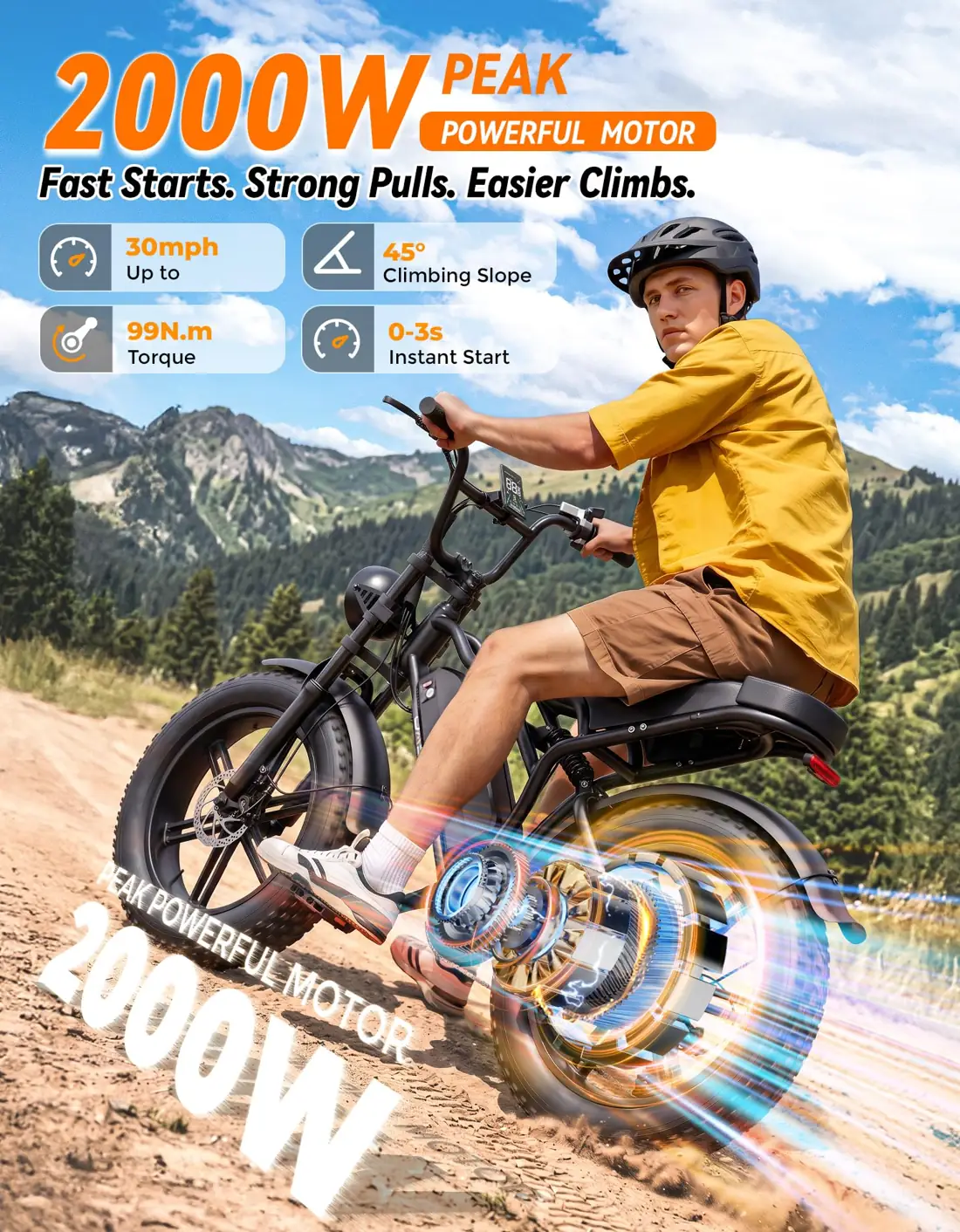 Jasion RetroVolt Electric Bike, 70-Mile Range, 2000W Peak, Fat Tire foto 2