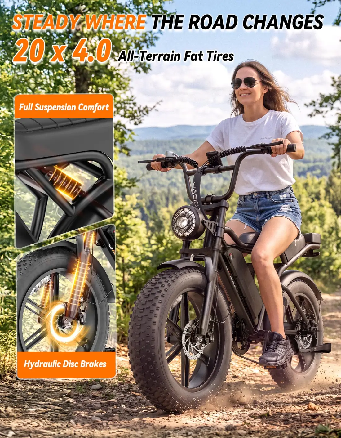 Jasion RetroVolt Electric Bike, 70-Mile Range, 2000W Peak, Fat Tire foto 4