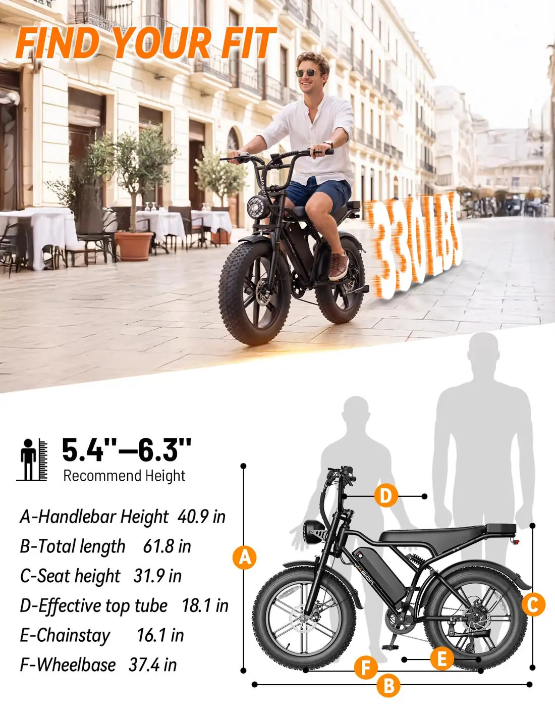 Jasion RetroVolt Electric Bike, 70-Mile Range, 2000W Peak, Fat Tire foto 7