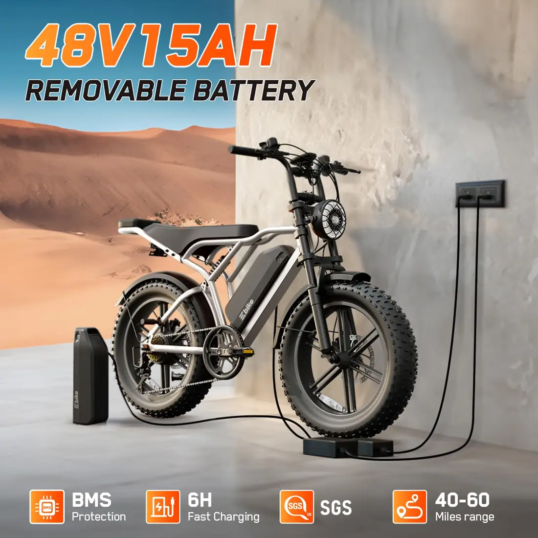 TST Electric Bike for Adults, 48V 15Ah Battery, 65 Miles, Fat Tire foto 4