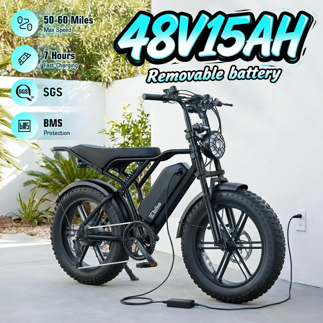 TST Electric Bike for Adults, 48V 15Ah Battery for Urban Cycling, Fat Tire (Step-Thru) foto 4
