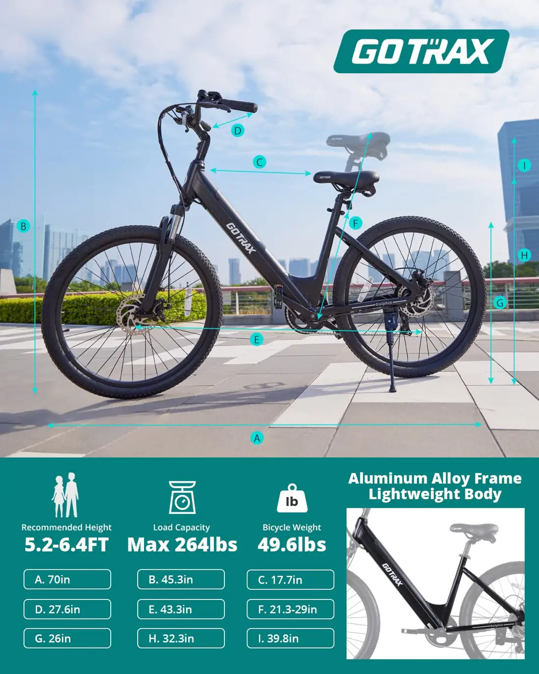 Bicicleta eléctrica ciudad Gotrax Dolphin 26 pulgadas — foto 7