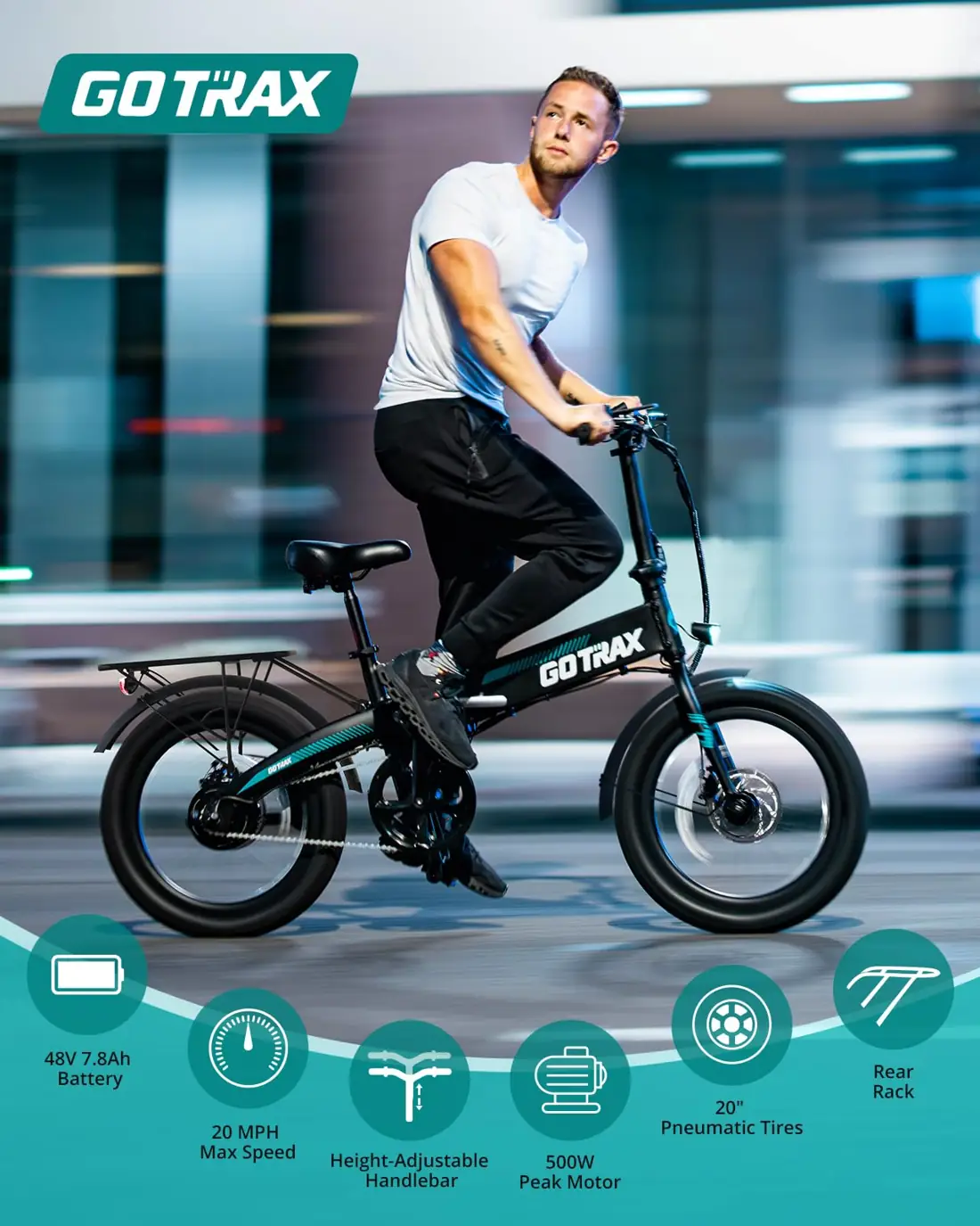 Bicicleta eléctrica plegable Gotrax R1 20 pulgadas — foto 2
